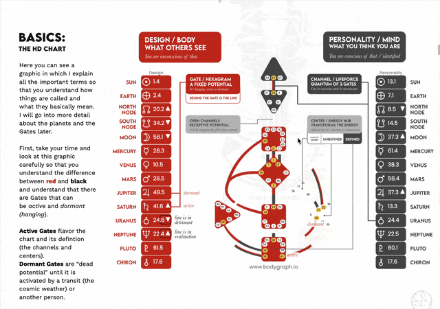 Personal Illustrated Gates Report Discover your personal Gates in your Human Design chart, with clear descriptions, symbolic illustrations, and personalized insights. This report doesn’t just list your Gates - it teaches you how to understand them.